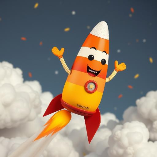 LaunchFlood mascot as a rocket