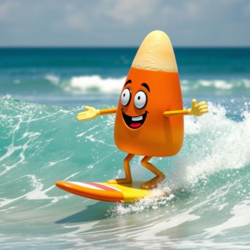 LaunchFlood mascot surfing on a wave